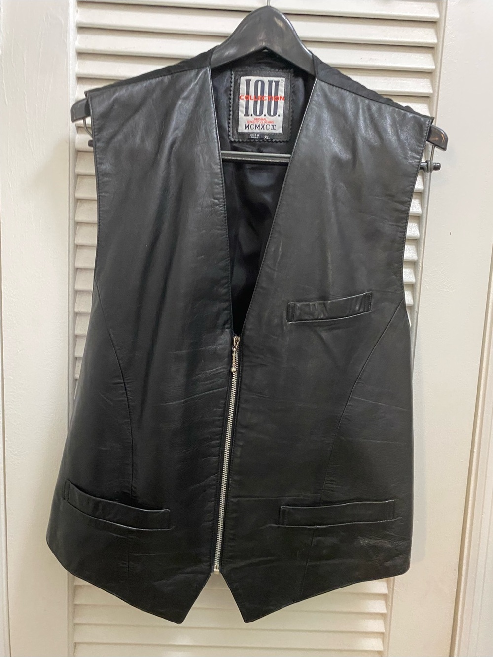 Black Leather Zip Vest by 10X Collection